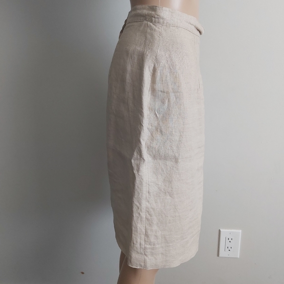 Pavlova oatmeal beige italian linen pencil skirt midi - Picture 4 of 12